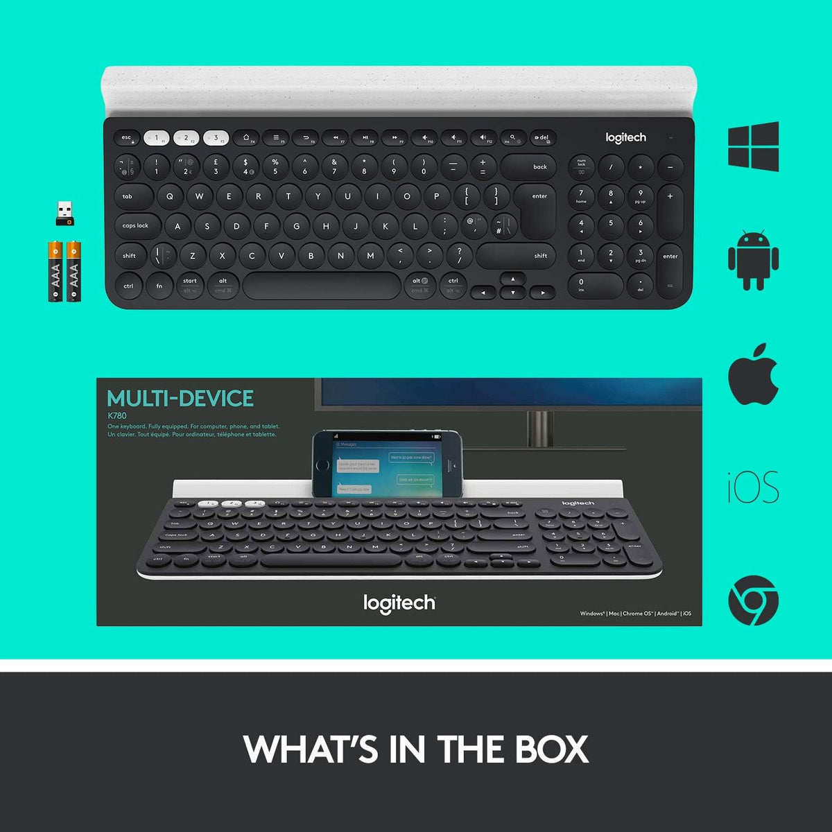 Logitech K780 Keyboard — Grey + White