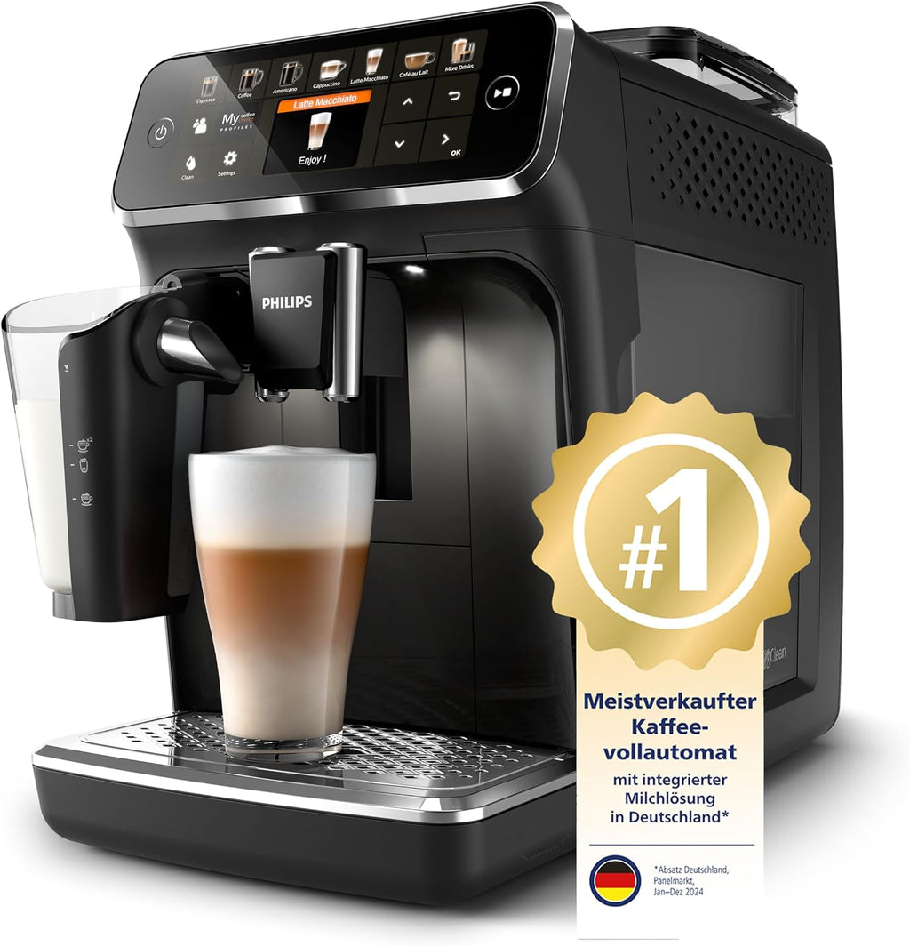 Philips 5400 Series Espresso Machine - Coffee Bean - LatteGo Milk Frother, 12 Coffee Specialities, Intuitive Display, 4 User Profiles, Black (EP5441/50) — Black