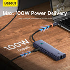 Baseus UltraJoy USB-C Hub 7-in-1 — HDMI 4K 60Hz, USB, PD, Ethernet and SD/TF — Space Grey