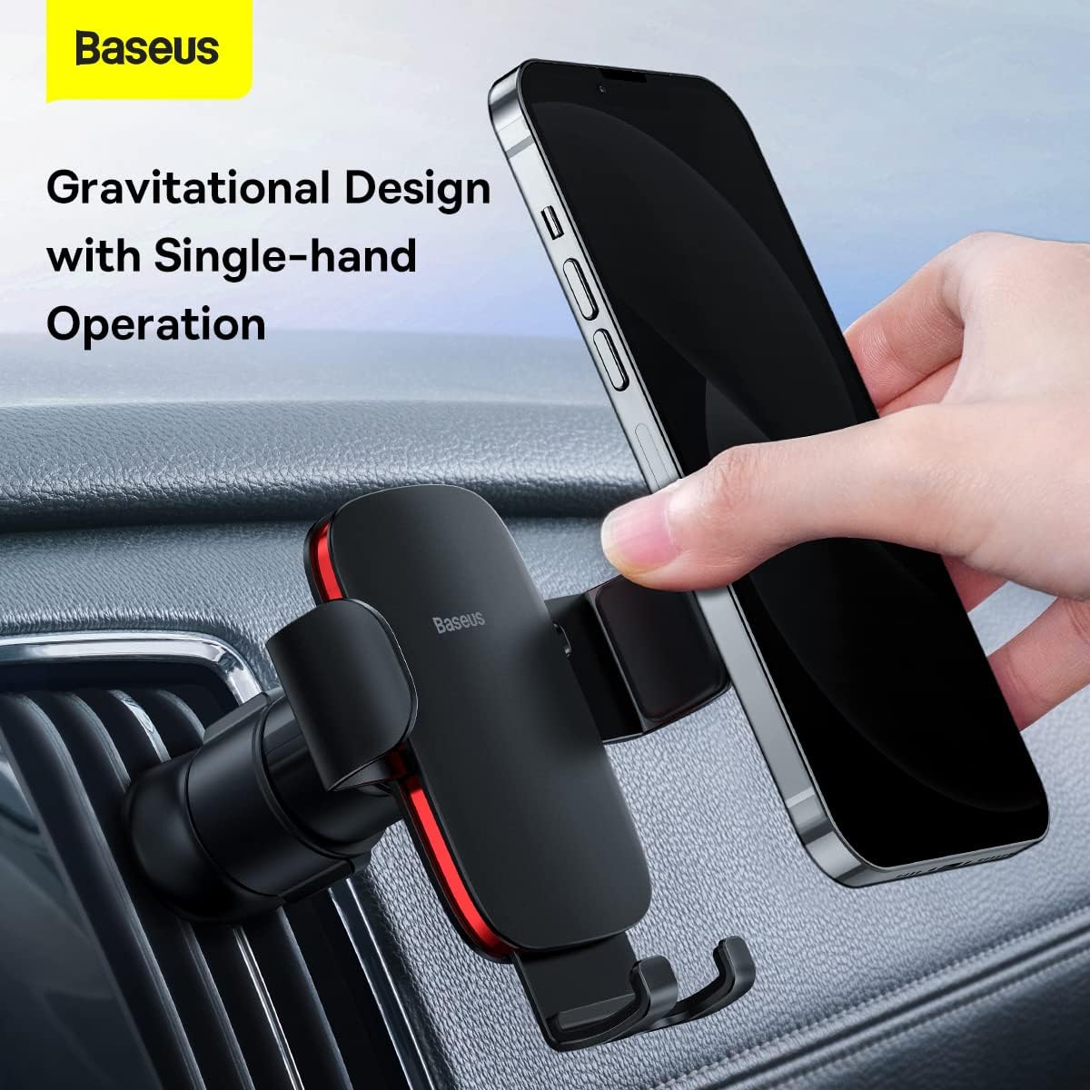 Baseus Car Mount Metal Age II Gravity on the vertical and horizontal ventilation grill Black (SUJS000001) — Black