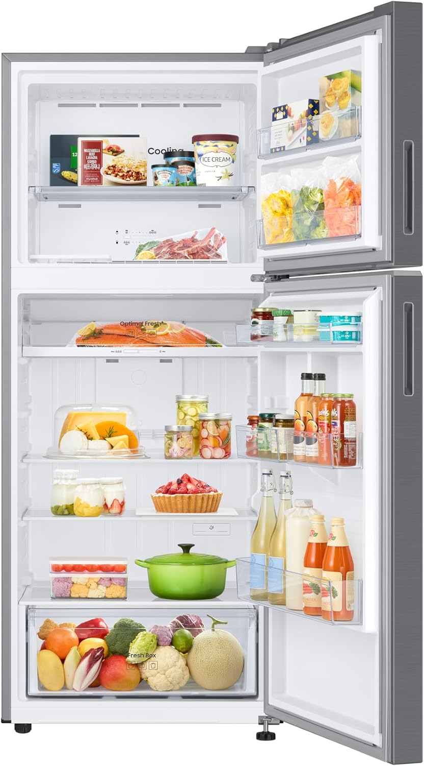 Samsung Top Mount Freezer Refrigerator with Optimal Fresh+, SpaceMax™, 388 L Net, Silver RT50CG6404S9A - (UAE version) 10-Year Compressor Warranty