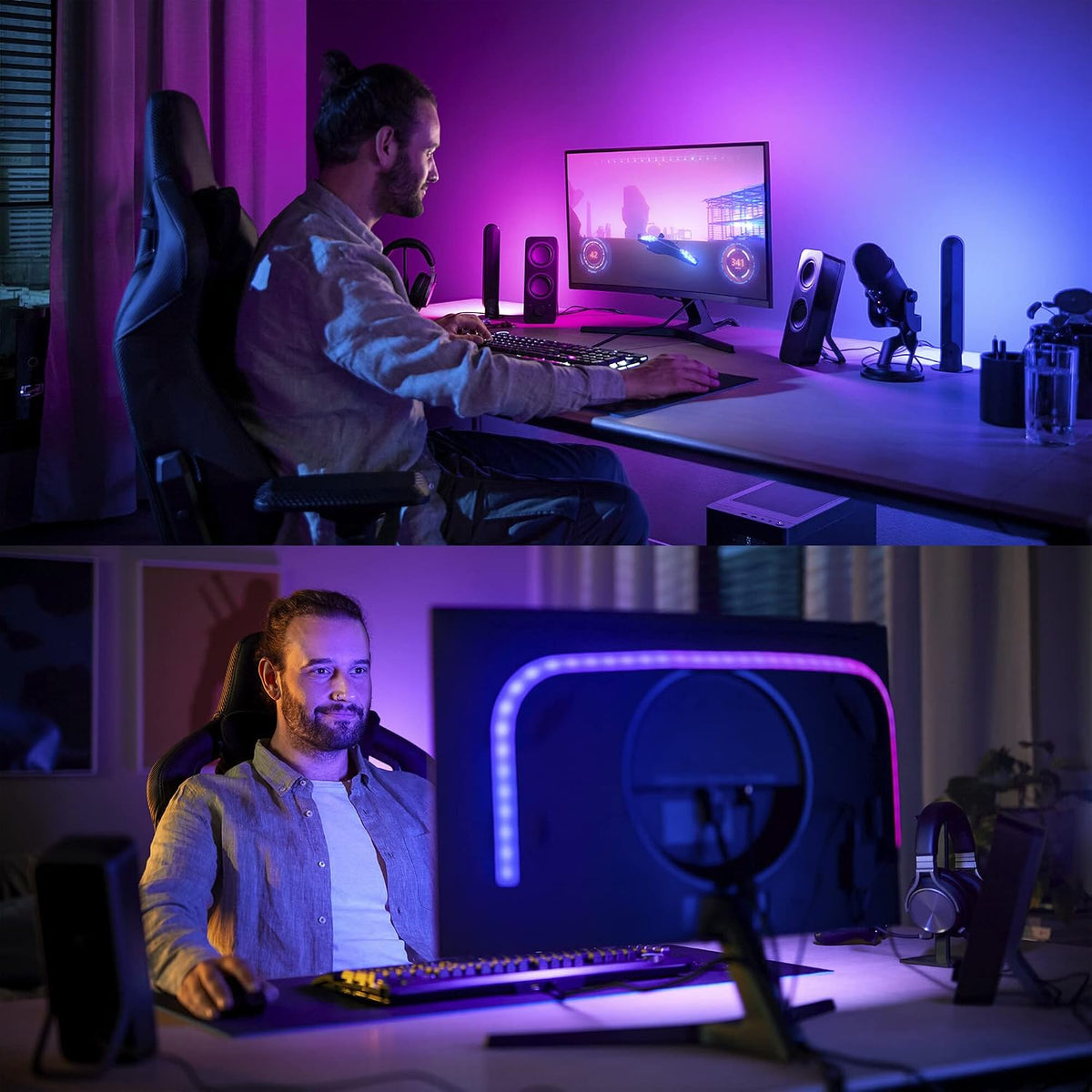 Philips Hue Play Gradient PC Lightstrip [for 24-27 Inch Screens] LED Smart Lighting. Sync for Entertainment, Gaming and Media — Colour