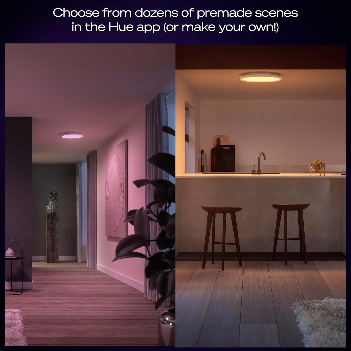 Philips Hue Devote Smart LED Panel, White and Color Ambiance, Round 43 cm, 23 W, 2900 Lumens, White Frame for Indoor Lighting, Ceiling, Living Room, Kitchen, Hallway. — white