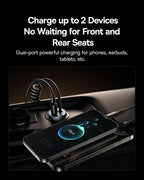 Baseus【1Port - Type C +30W Type L Coiled Cable】USB-C Car Phone Charger, Super Fast PD & QC 3.0 — Black