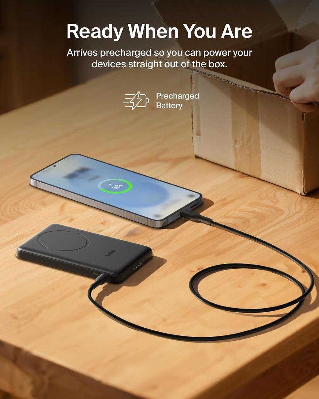 Belkin BoostCharge 5000mAh Magnetic Power Bank with Magnetic Ring - Black