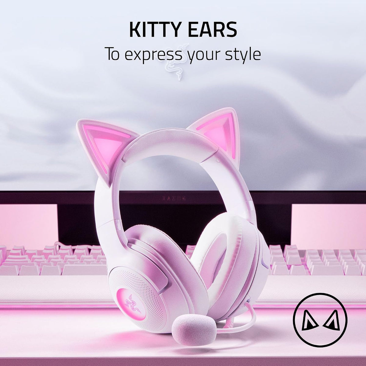 Razer Kraken Kitty V2 USB Wired Headset — White — product image 2