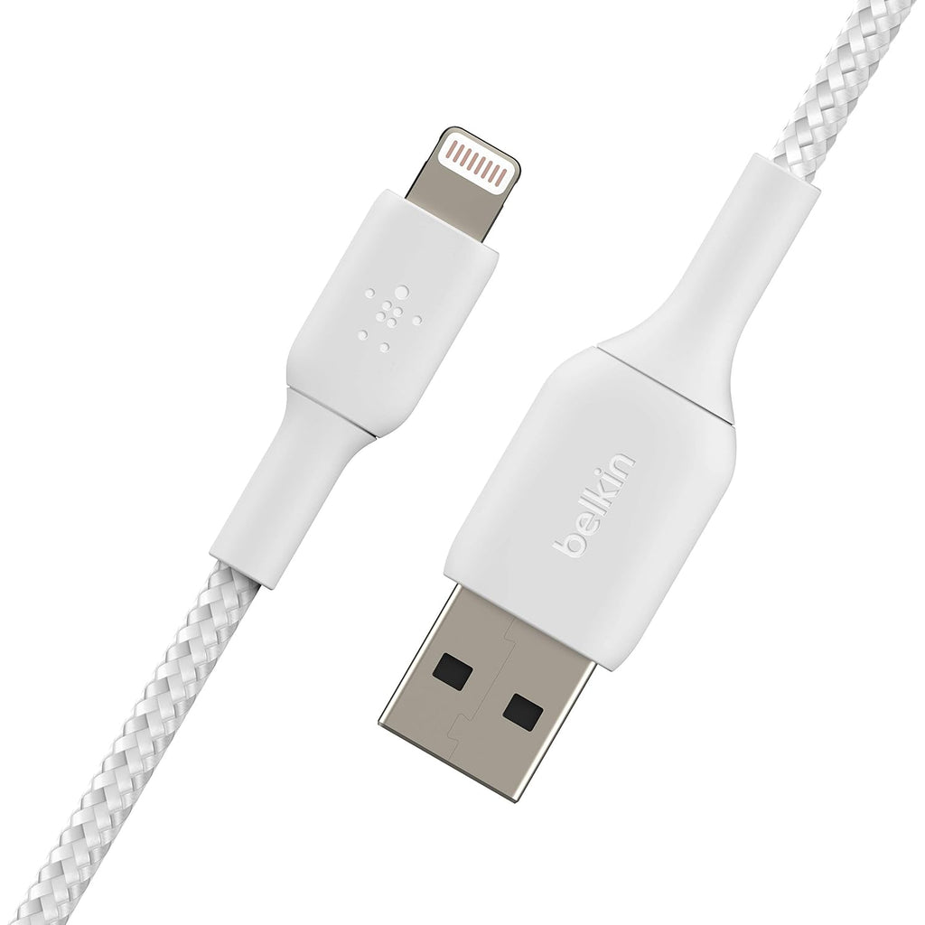 Belkin 1 Meter Cable Braided A to Lightning White (Pack of 2)