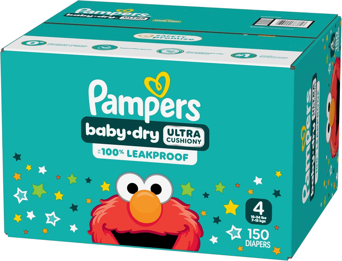 Pampers Baby Dry Diapers - Size 4, 150 Count, Absorbent Disposable Diapers