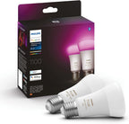 Philips HUE Bulb E27 (A60) 9W-75W 1100 Lumens White and Colored bulb -2 PACK — White and Colour Ambiance