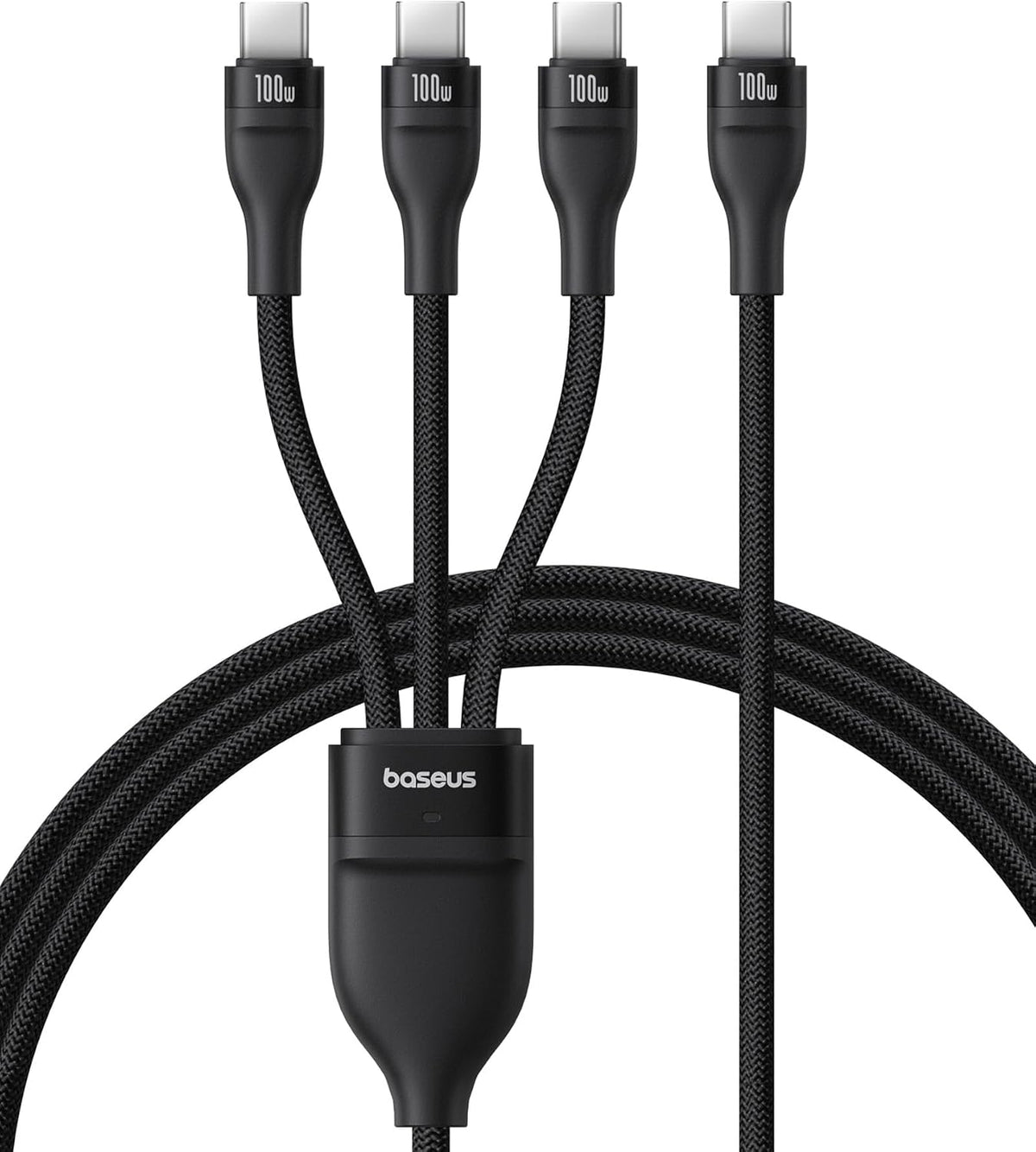 Baseus 3-in-1, 100W Multi Charging USB C to USB C Cables, 1.5M Braided fast Charging Type C charger cable — 1.5 Meters — Black