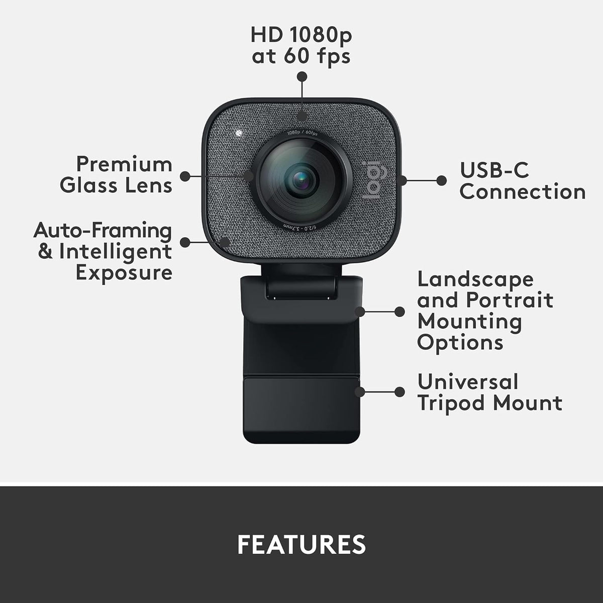 Logitech StreamCam Webcam — Graphite