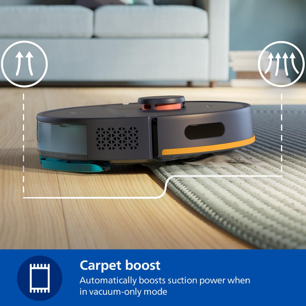 Philips Vacuum & Mop Robot With Station, 6000Pa Suction, 120 Min Runtime — Midnight Blue