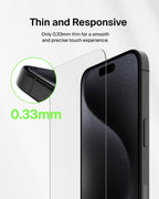 Belkin ScreenForce TemperedGlass iPhone 16 Pro Screen Protector, crystal clear, scratch-resistant tempered glass, bubble-free application, full screen coverage for iPhone 16 Pro, 2-pack