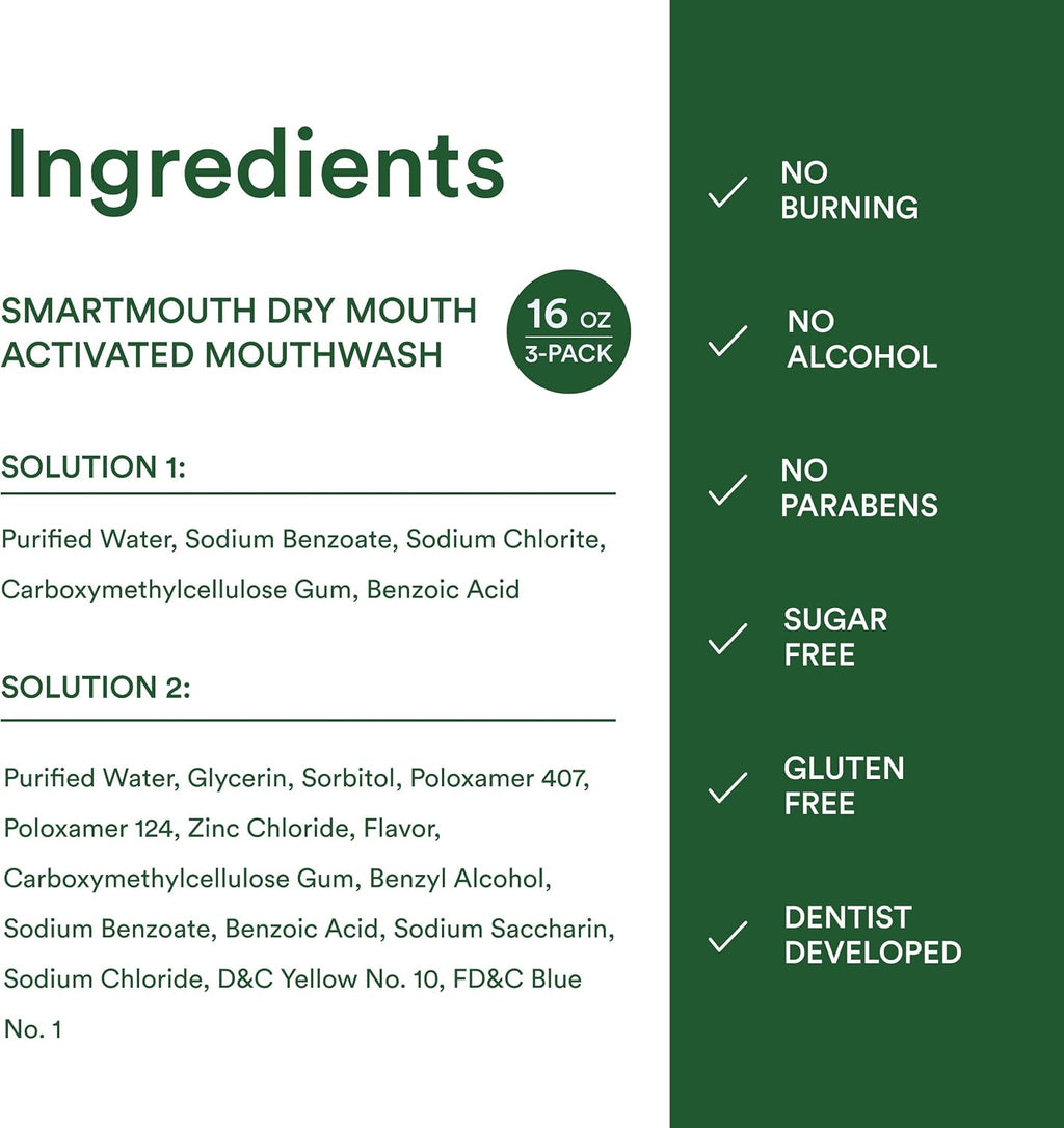 SmartMouth Dry Mouth Activated Rehydrating Mouthwash, 16 fl oz Each, 3 Pack — additional product view 6