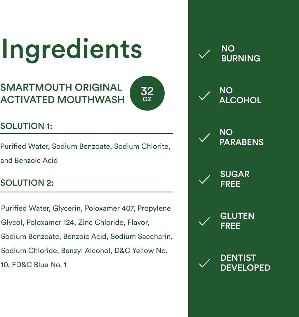 SmartMouth Original Zinc Activated Mouthwash, Fresh Mint, 32 fl oz — additional product view 8