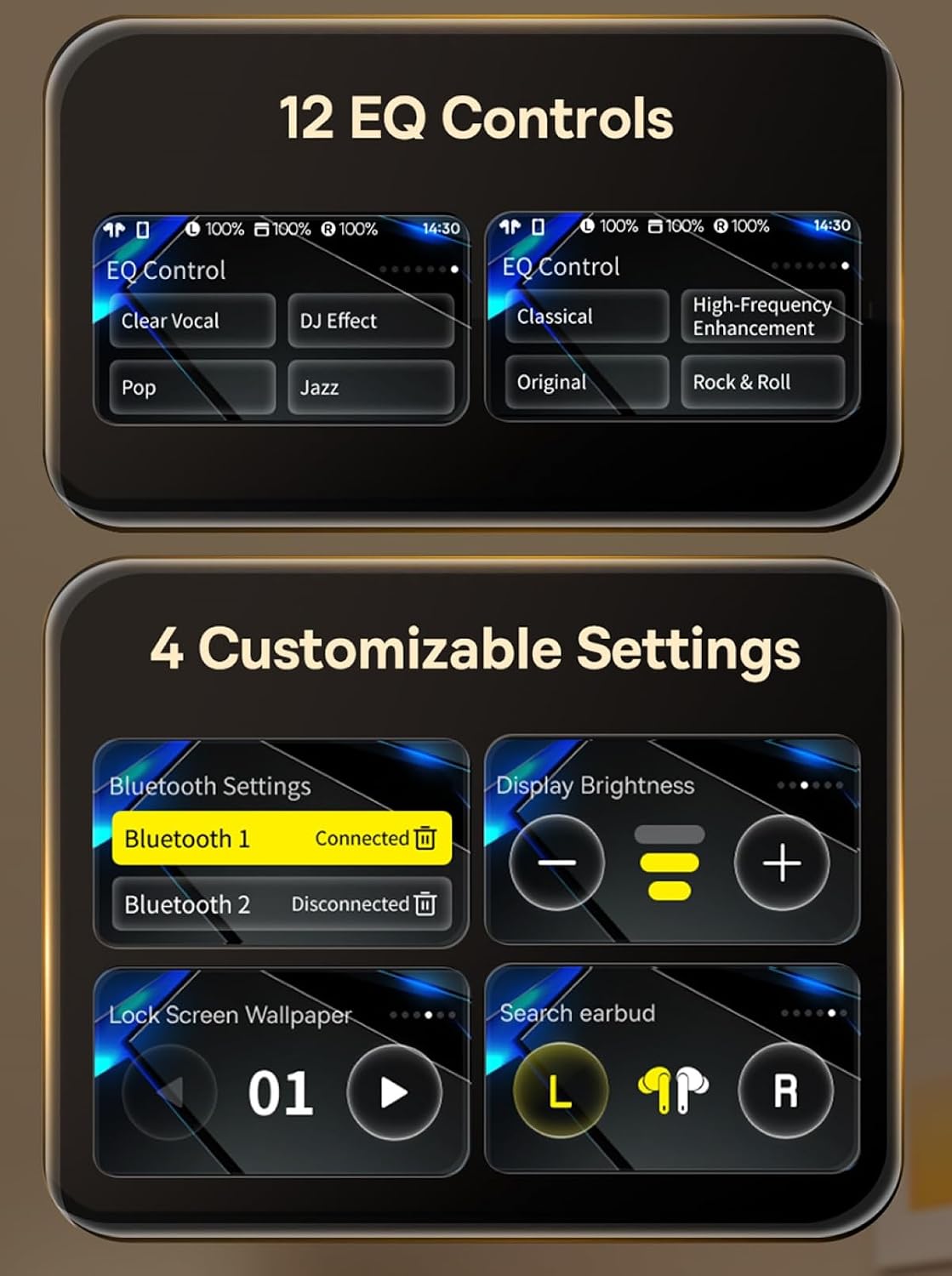 Baseus Bowie M2s Ultra Wireless Earbuds with Smart Touchscreen Case — Black