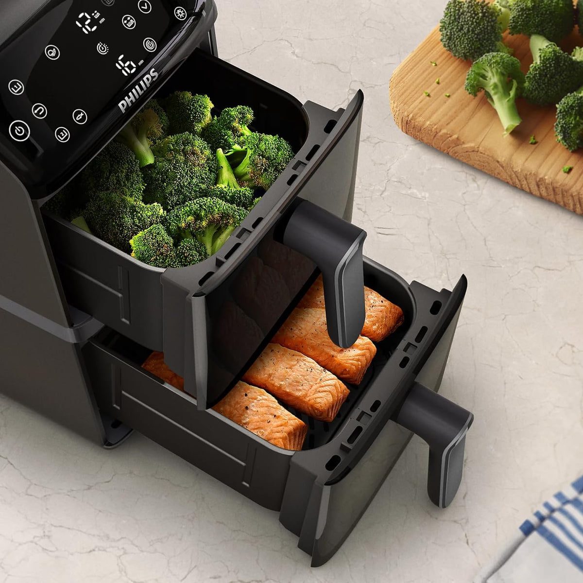 Philips Dual-Stack AirFryer XXL, 10L/2KG, 2750W, 13 Functions, 6 Presets — Black