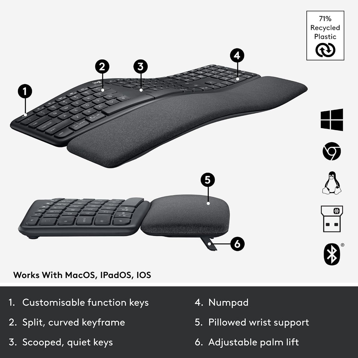 Logitech K860 Keyboard — Grey