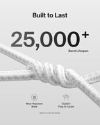 Belkin 2-Pack Braided USB-C to USB-C Cable 5ft 240W - Soft, Flexible Fast-Charging Cable, Type C Charger Cord for iPhone 17 & 16 Series, Galaxy S25, Pixel 10, iPad Pro, & More - White