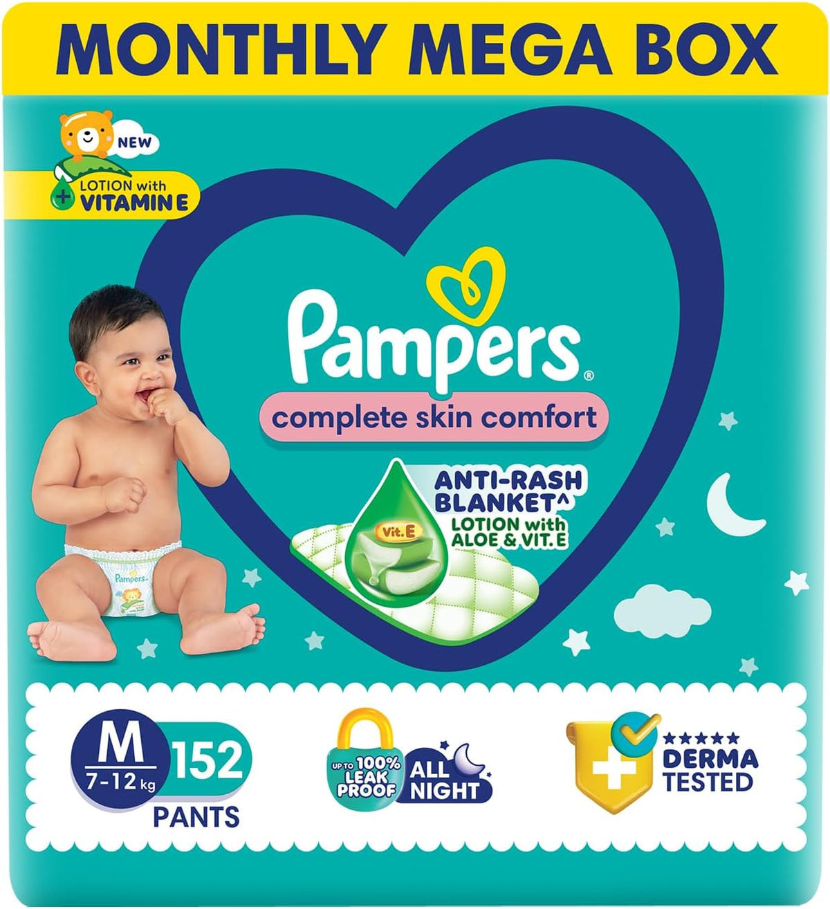 Pampers New Diapers Pants Monthly Box Pack, Medium (152 Count)