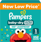 Pampers Baby Dry Diapers Size 1, 252 count - Disposable Diapers