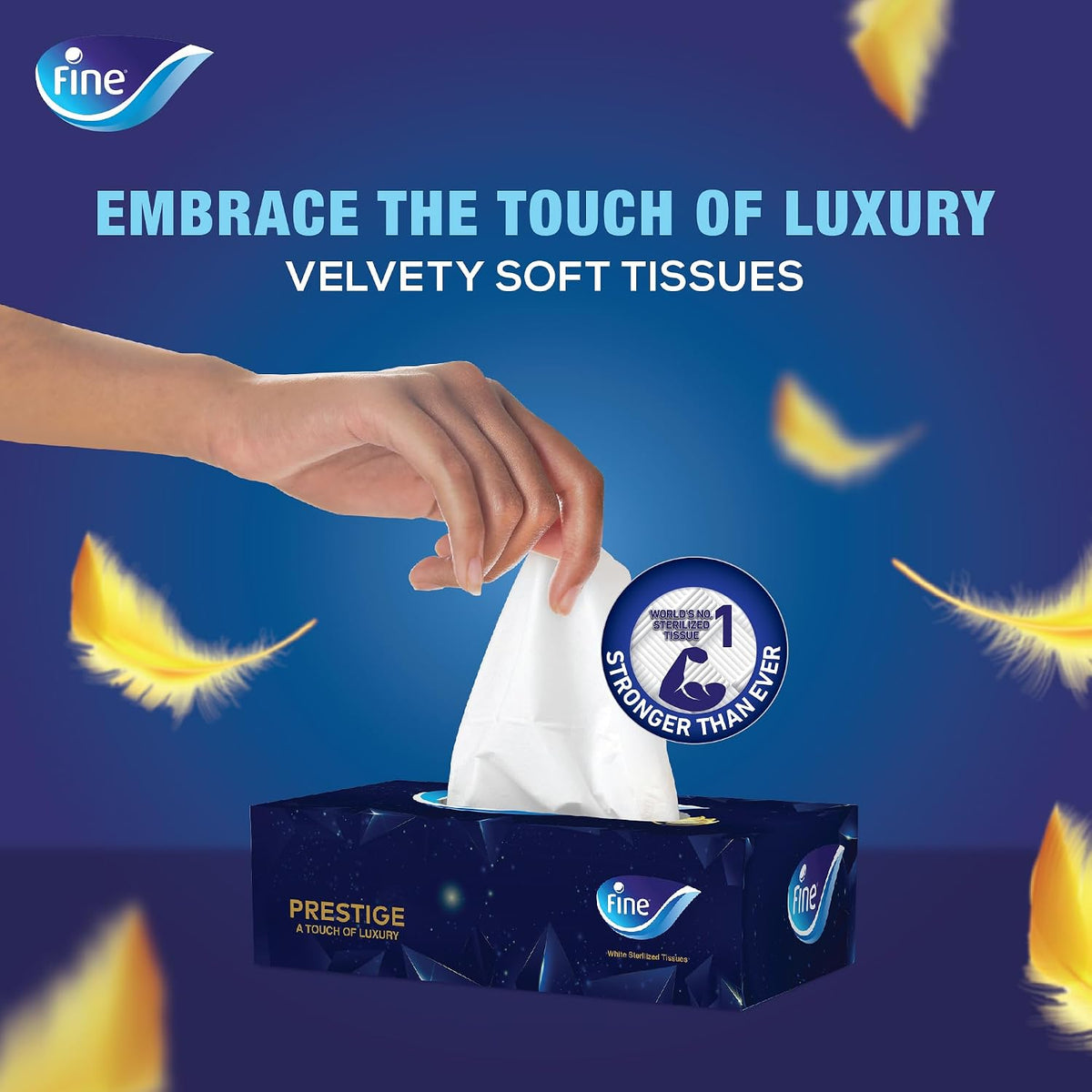Fine Prestige Facial Tissue boxes, Packs of 96 sheets x 3 Ply — additional view 2