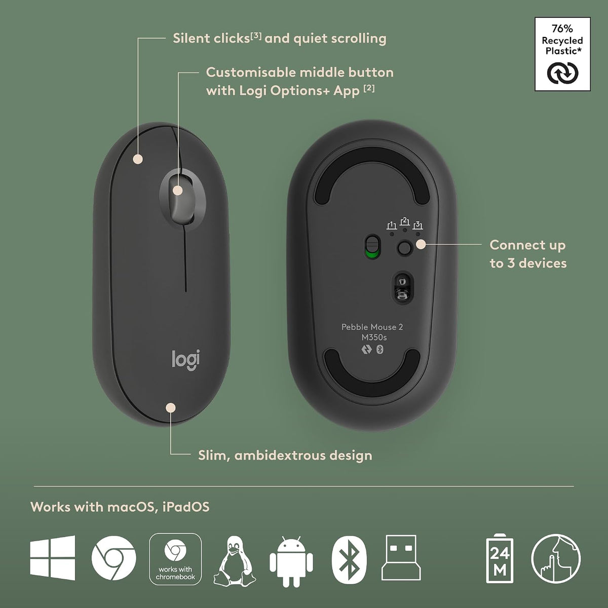 Logitech Pebble 2 Keyboard and Mouse Combo — Graphite