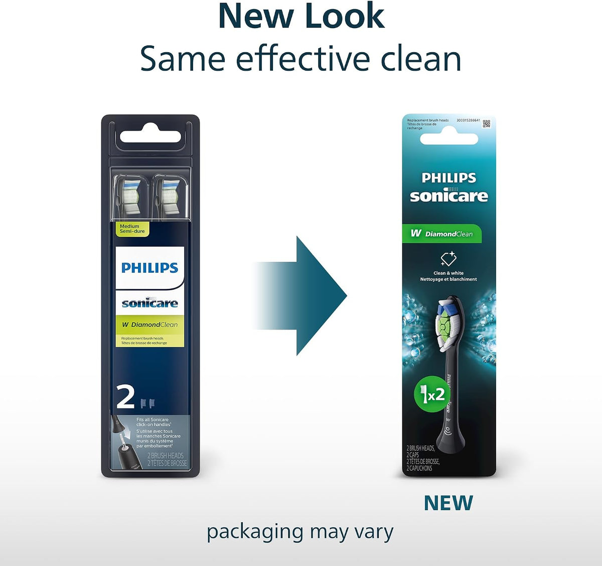 Philips Sonicare Genuine W DiamondClean Toothbrush Heads, 2 Brush Heads, Black, HX6062/95 — Black