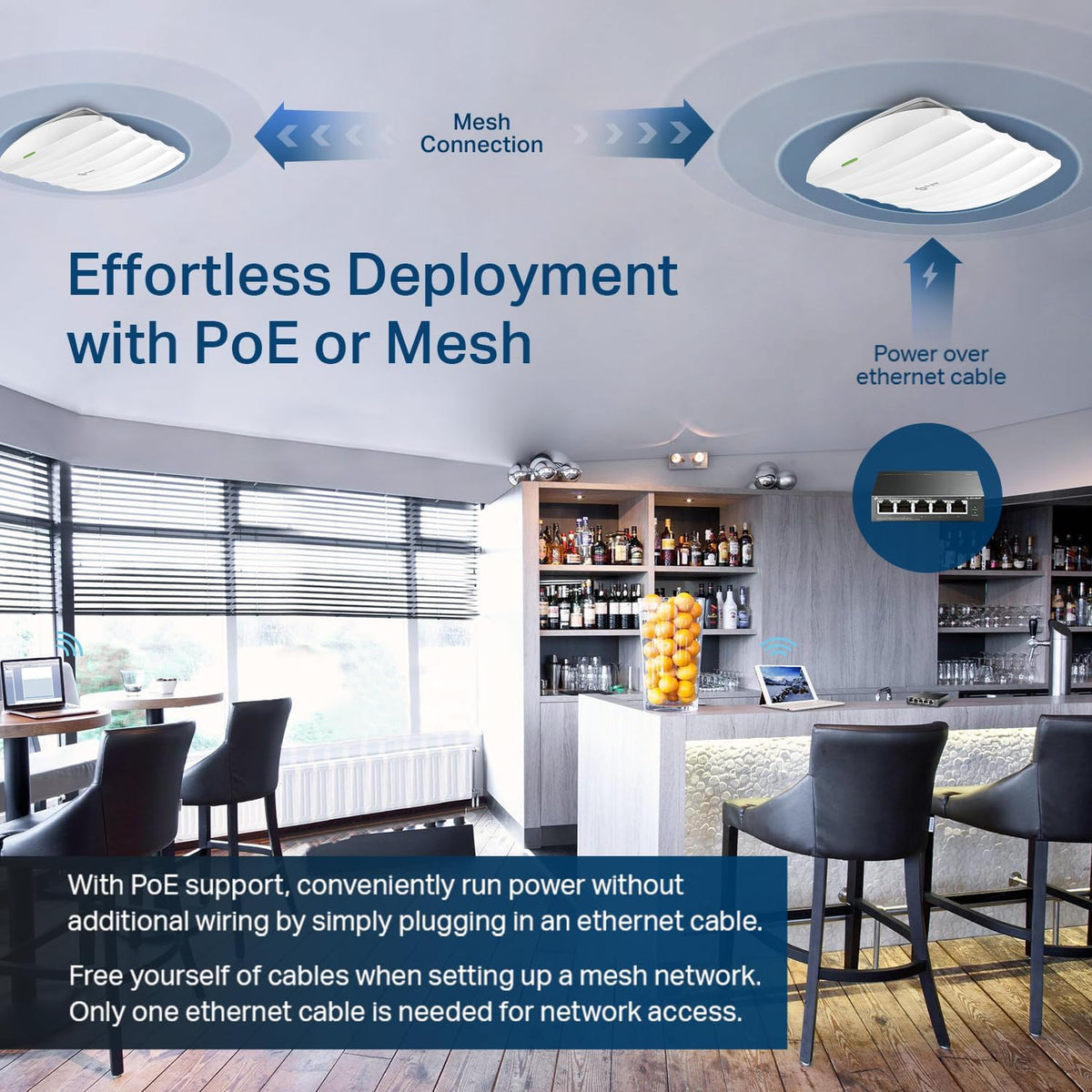 TP-Link EAP223 w/No Adapter Omada AC1350 Gigabit Wireless Access Point Business WiFi Solution w/Mesh Support, Seamless Roaming & MU-MIMO PoE Powered SDN Integrated Cloud Access & Omada App