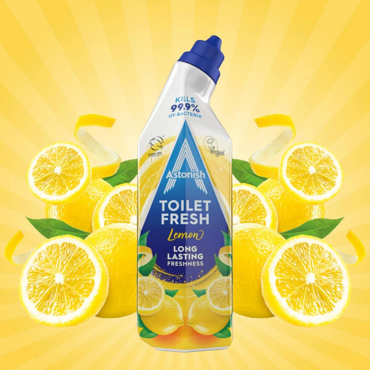 Astonish Toilet Fresh - Lemon - Long Lasting Fragrance - Kills 99.9% Bacteria - 360 Degree - Easy Cleaning - Prevent Limescale Buildup - Fast Working - Cruelty Free - Vegan -750ML * 3 Pack — additional product view 4
