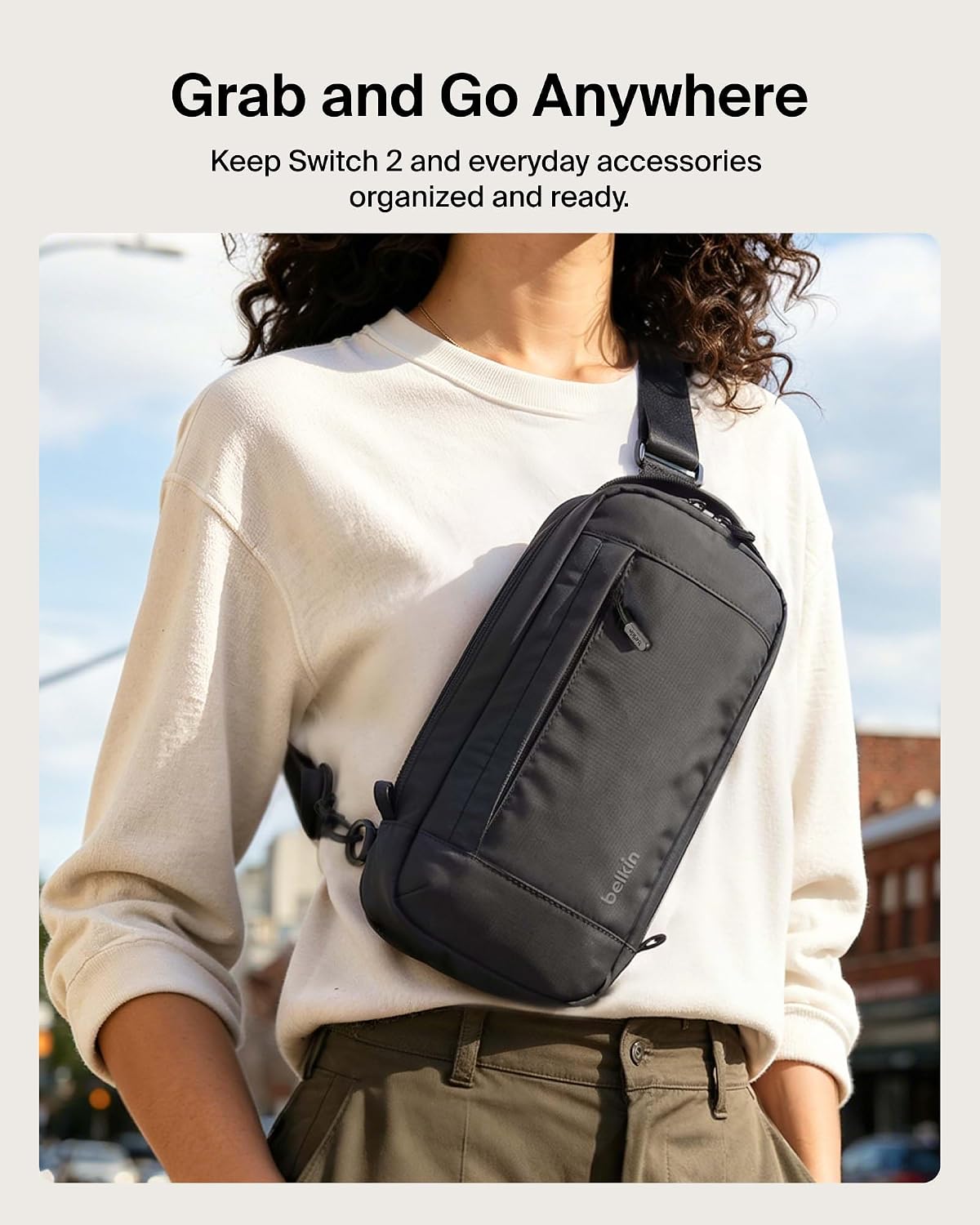 Belkin Nintendo Switch 2 Carrying Case, Sling Crossbody Travel Bag, Fits Up to 2 Pro Controllers with 10 Game Cartridge Slots, Soft Interior & Lightweight Protective Gaming Pouch, Switch 2 Accessories