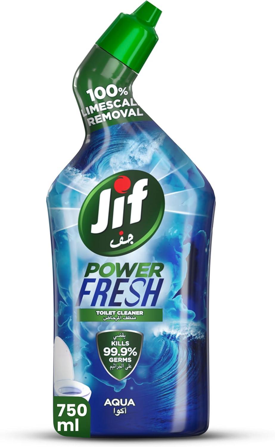 JIF Power Fresh Toilet Cleaner Liquid, Aqua, 750ml — front product image