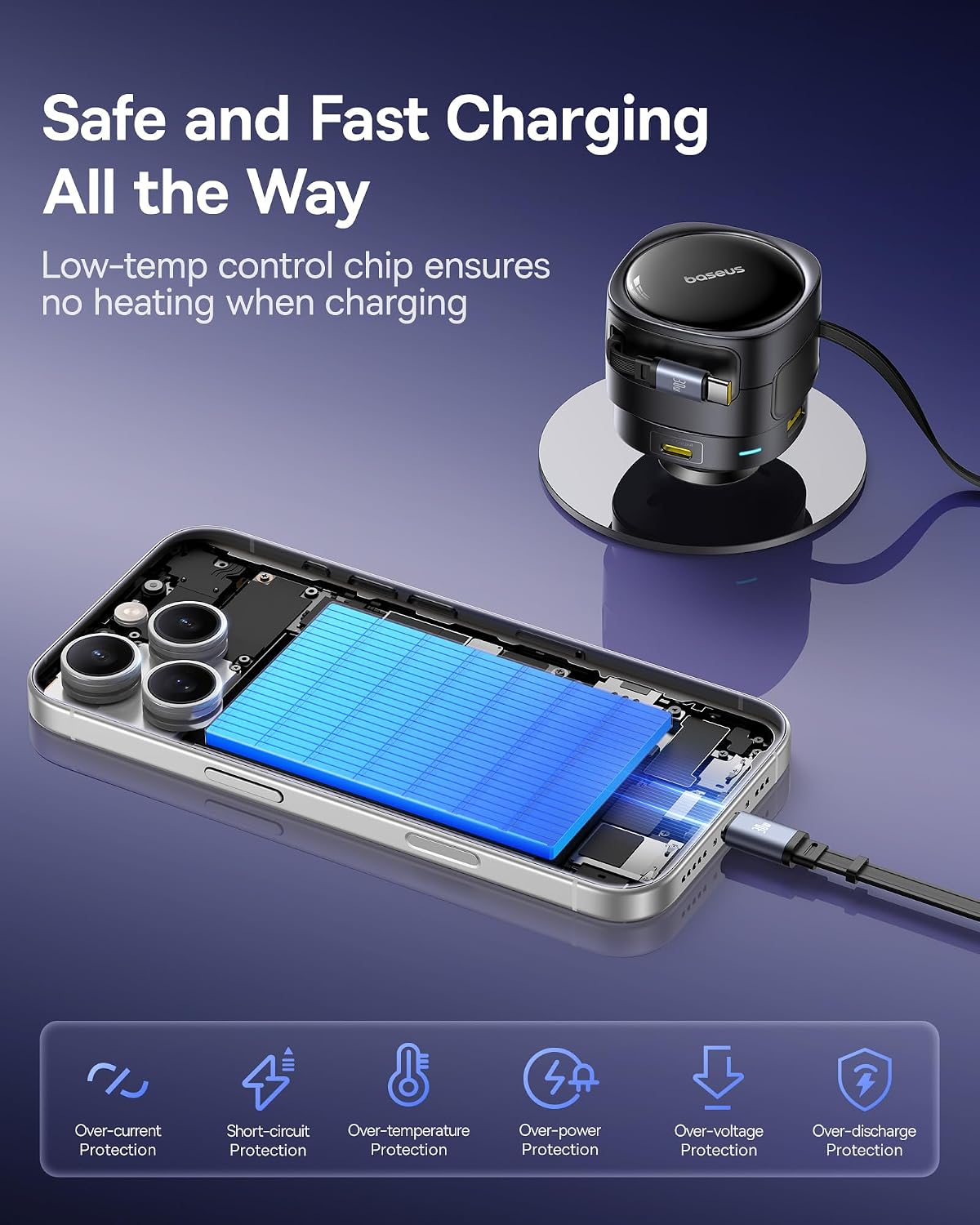 Baseus Enjoyment Max 90W Car Charger – Dual USB-C Ports with C+C & U+C Output, Fast Charging Adapter with USB-C Cable Included, PD/QC Support for Laptops