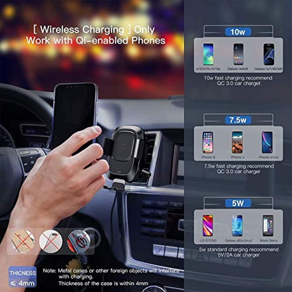 Baseus Car Phone Holder for iPhone Samsung Intelligent Infrared Qi Wireless Charger Air Vent Mount Mobile Stand