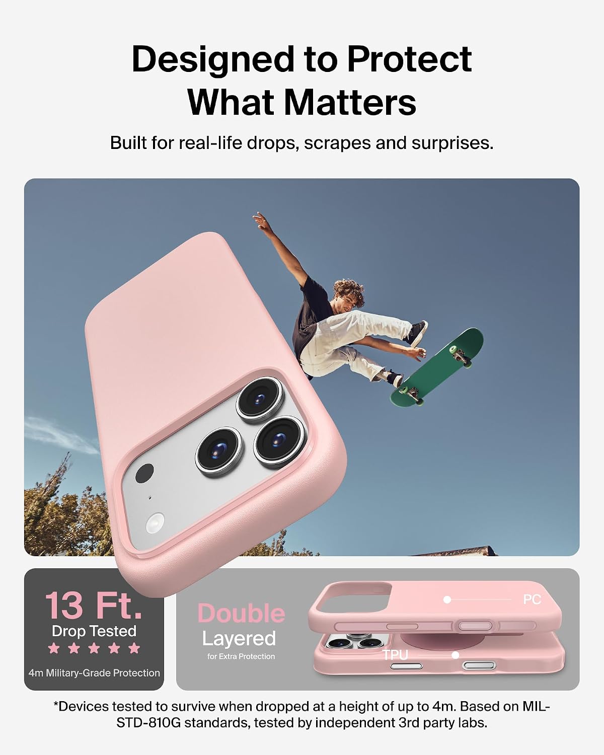 Belkin SheerForce Protect MagSafe Compatible iPhone 17 Pro Case with Slim Design & Anti-Scratch Treated Coating - Magnetic, Transparent, & Shockproof Protective iPhone Case - Pink