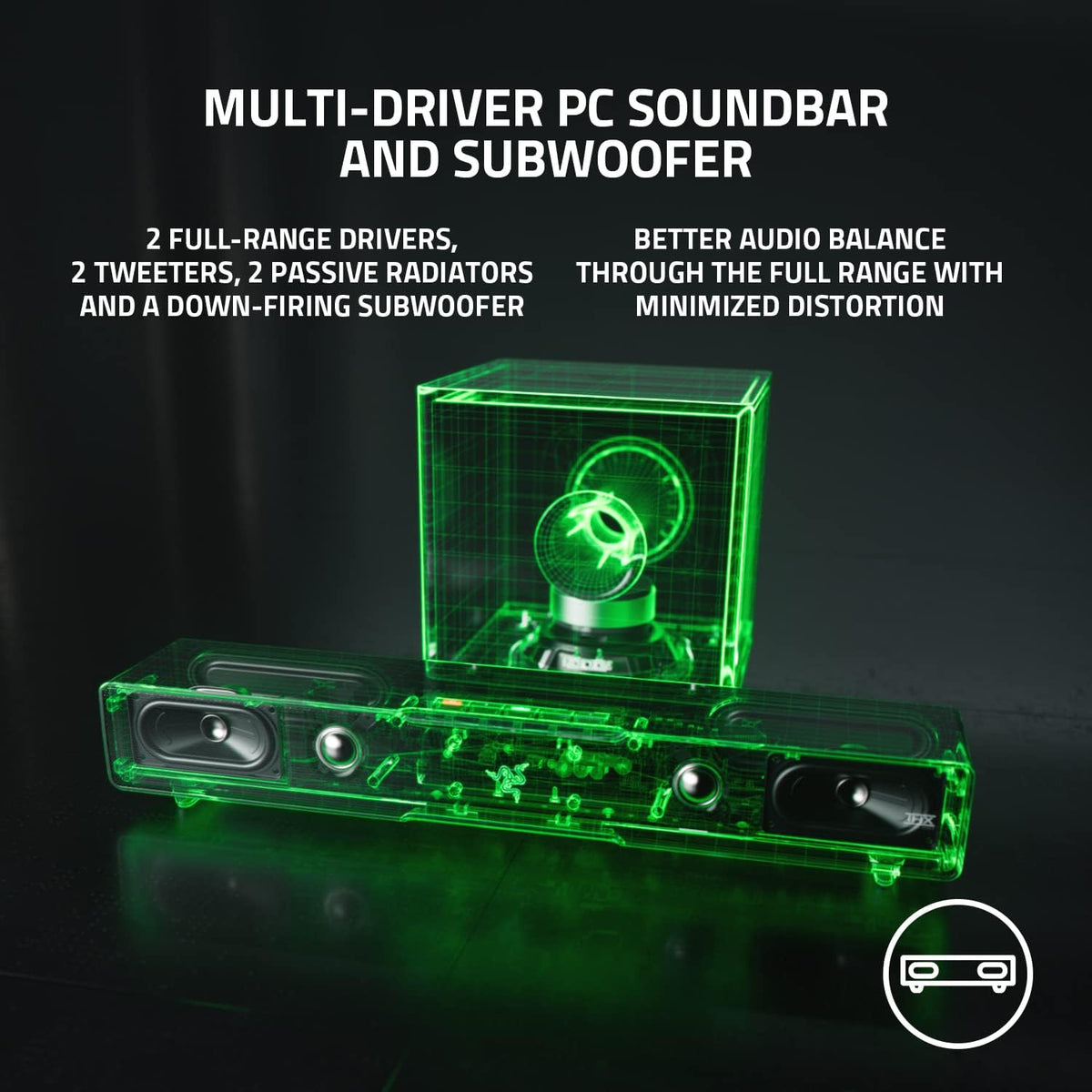 Razer Leviathan V2 PC Gaming Soundbar with Subwoofer — Black — product image 2
