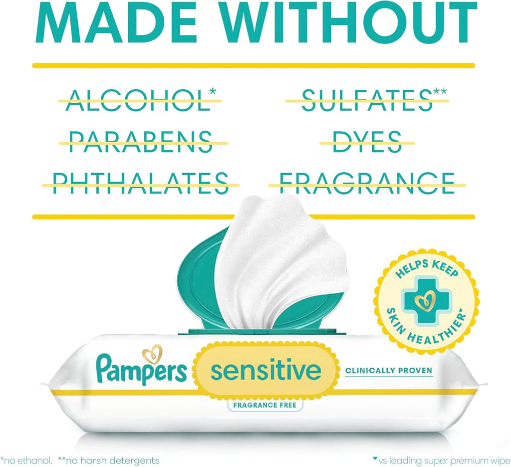 Pampers Sensitive Water Based Hypoallergenic and Unscented Baby Wipes Combo, 1008 count (Packaging May Vary)