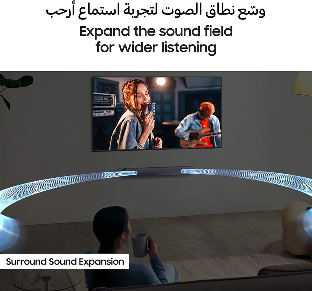 Samsung B-series Soundbar, B400F, 2.0 ch, Subwoofer, 2.0ch Sound with Built-in Woofer, One Remote Control, Surround Sound Expansion, Bluetooth TV connection, HW-B400F/ZN (2025 - UAE Version)