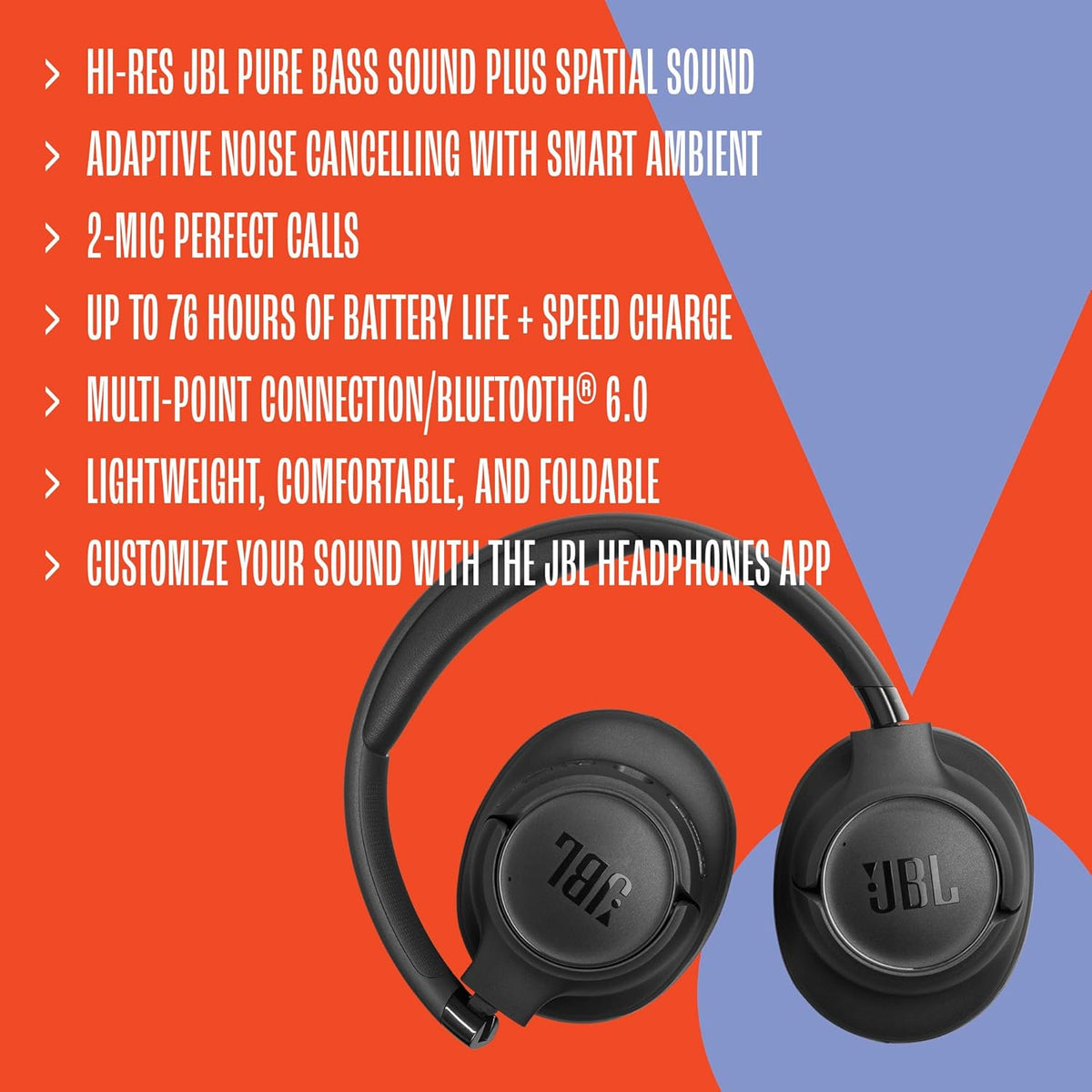 JBL Tune 780NC Noise Cancelling Headphones — Black