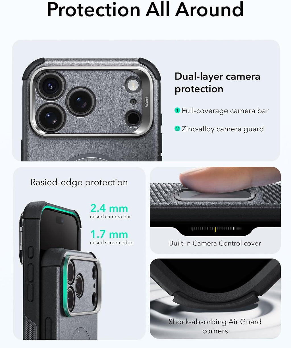 ESR Cyber Tough for iPhone 18 Pro Max/17 Pro Max Case with Flex Stand Grey