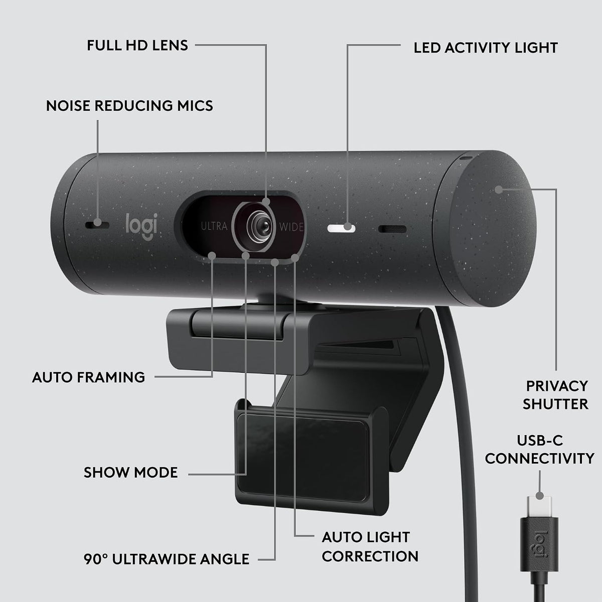Logitech BRIO 505 Webcam — Graphite