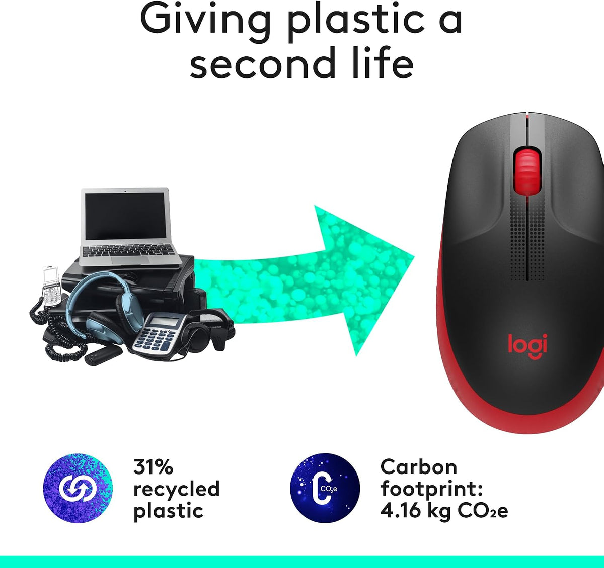 Logitech M190 Wireless Mouse — Black/Red