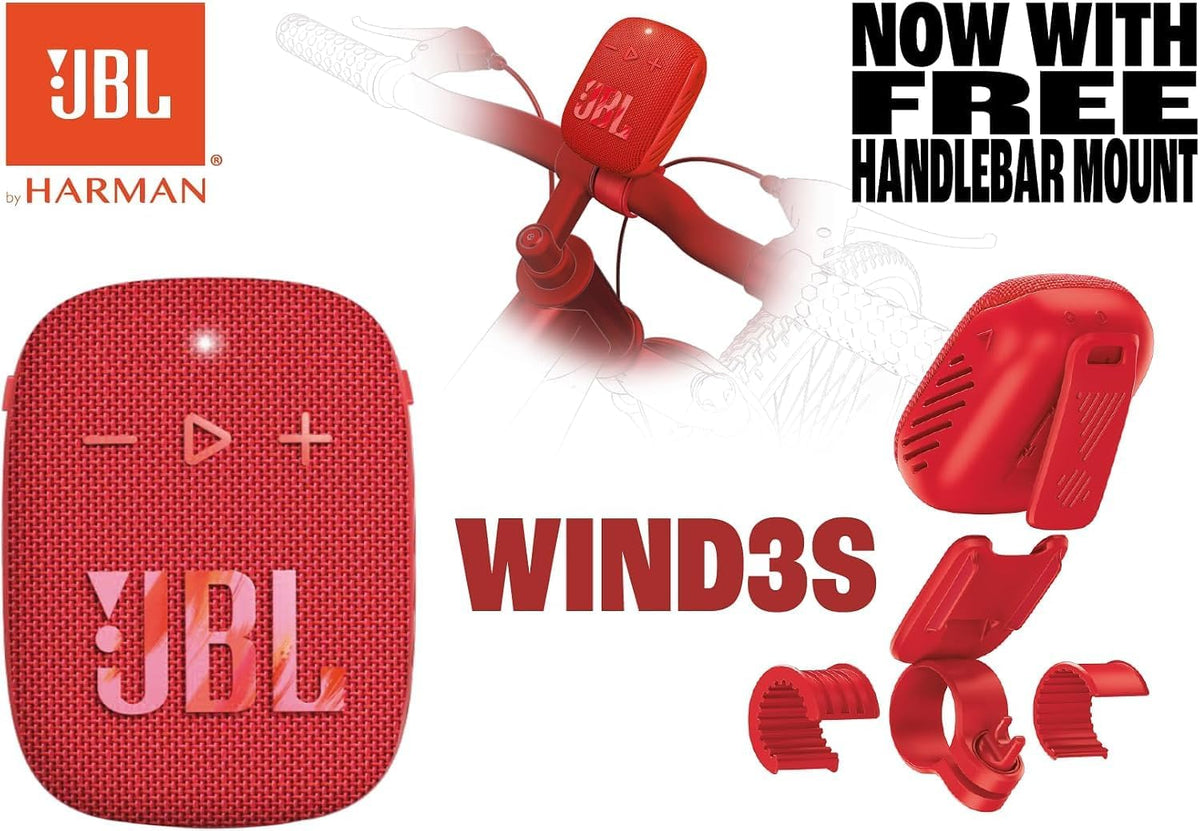 JBL Wind 3S Bluetooth Handlebar Speaker — Red