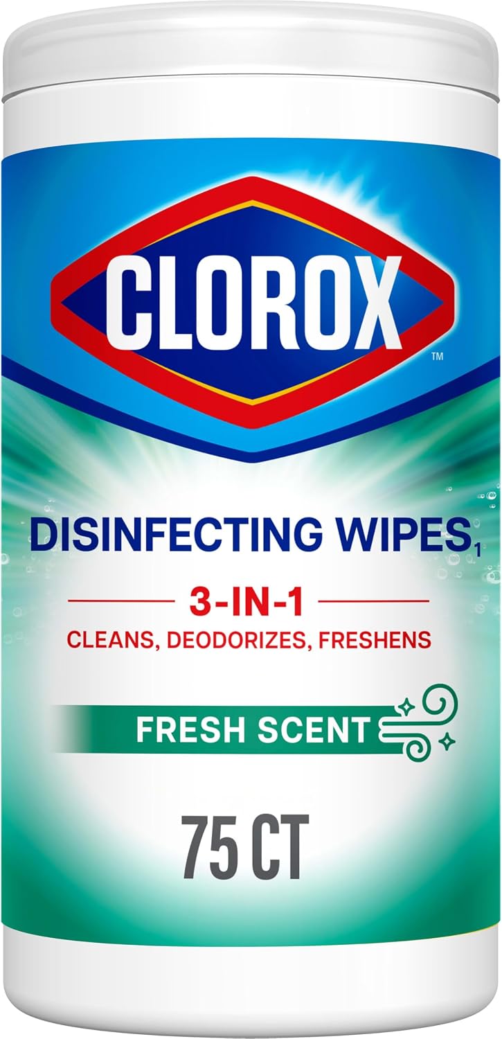 Clorox Disinfecting Wipes, 75 Wet Wipes, Fresh Scent, Kills Viruses and Bacteria, Bleach Free — front product image