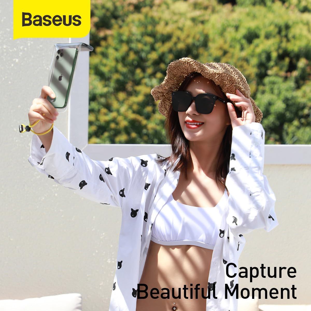 Baseus AquaGlide Waterproof Phone Case, 30M Waterproof Phone Pouch Waterproof Cell Phone Case Fit for Big Phones up to 7.2'' — Slide Lock(AG) — Black
