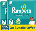 Pampers Rash Protection Aloe Taped Diapers 15+kg, Size 7,136 Count (2box of 68pcs)