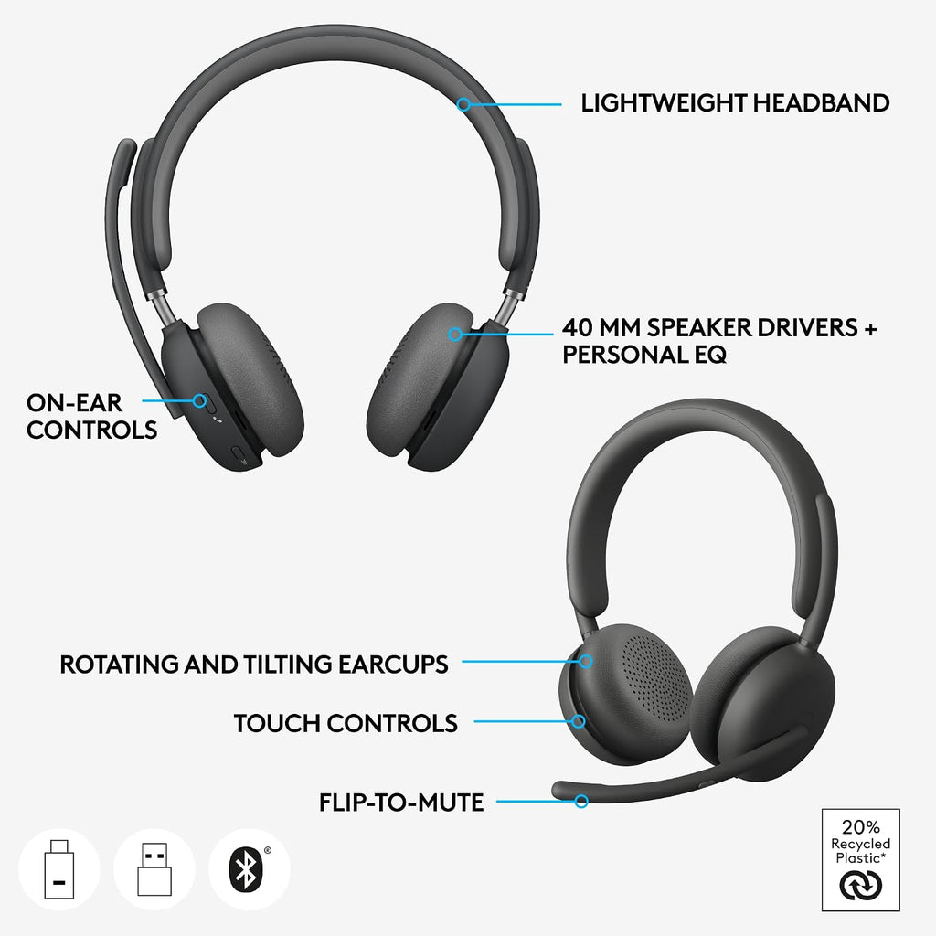 Logitech Zone 950 Wireless Headset — Graphite
