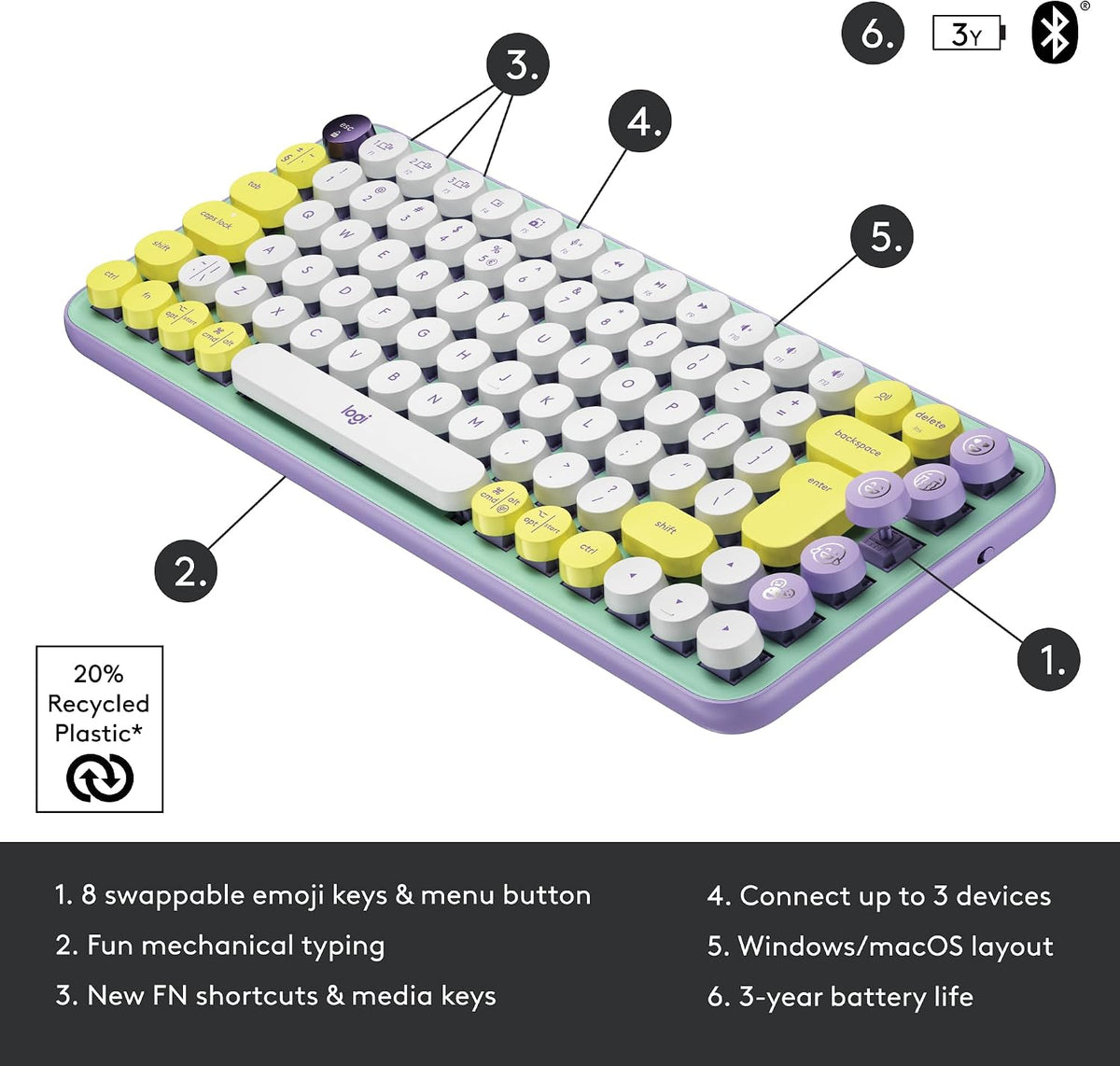 Logitech POP Keys Keyboard — Mint