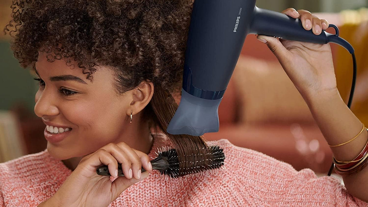 Philips Hair Dryer BHD360/23 — 2100W — DC Motor — 6 Heat/Speed Settings with Cool Setting — 3 Attachments (ThermoProtect & Narrow Nozzle & Volume Diffuser) — Ionic Care — 1.8m Cord — Black