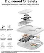 Belkin MagSafe Charger, Fast Charge 3-in-1 Qi2 Magnetic Foldable Charger 15W Fast Charger for Apple iPhone 15, Apple Watch, AirPods with Non-Slip Base, Power Supply Module - White